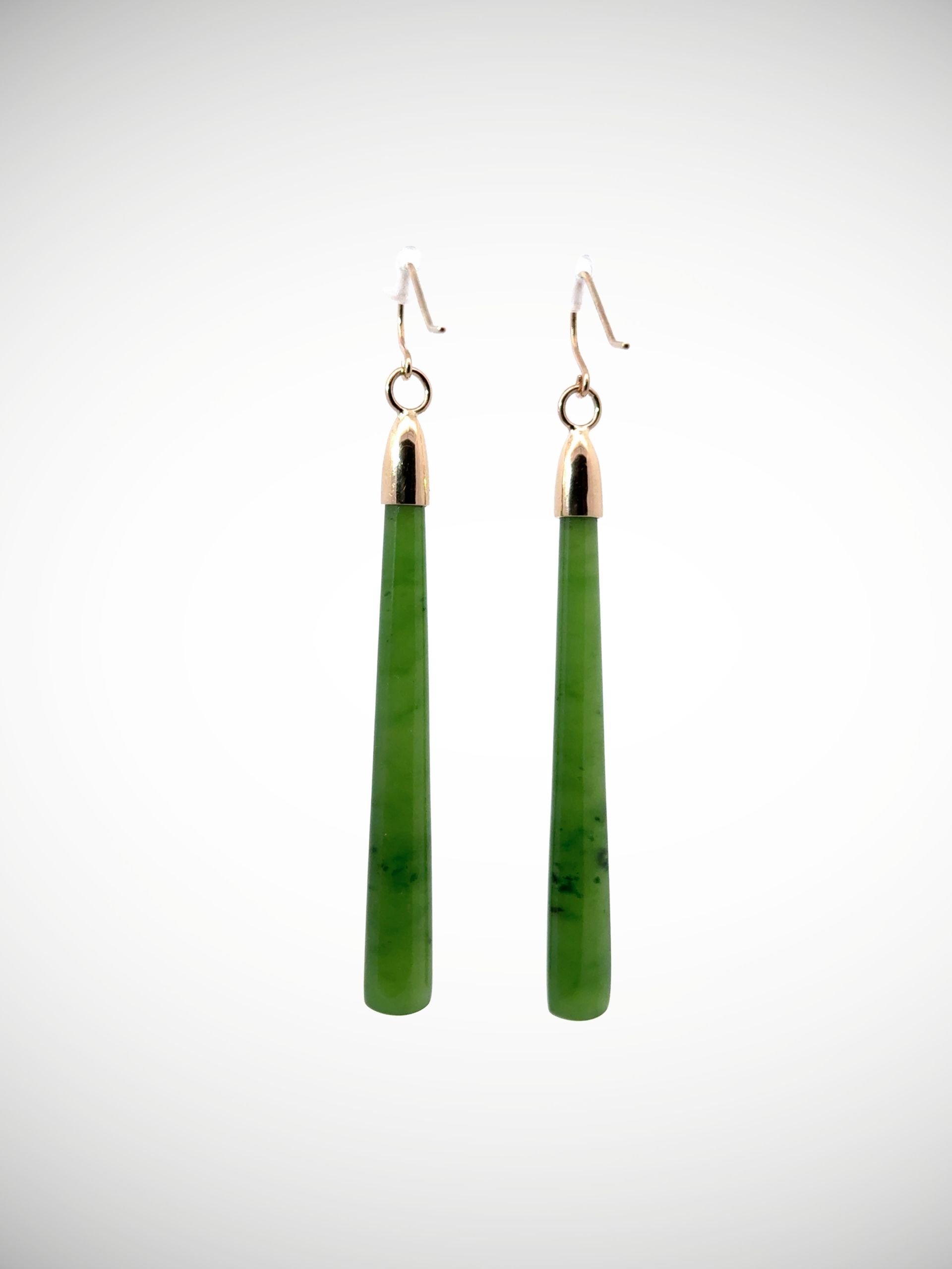 Moko Pounamu NZ Kahurangi Greenstone & 9ct Gold Earrings -  Arapae