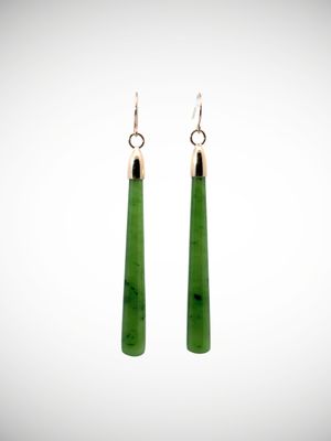 Moko Pounamu NZ Kahurangi Greenstone & 9ct Gold Earrings - Arapae Moko Pounamu NZ Kahurangi Greenstone & 9ct Gold Earrings - Arapae