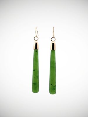 Moko Pounamu NZ Kahurangi Greenstone & 9ct Gold Earrings - Arapohue Moko Pounamu NZ Kahurangi Greenstone & 9ct Gold Earrings - Arapohue