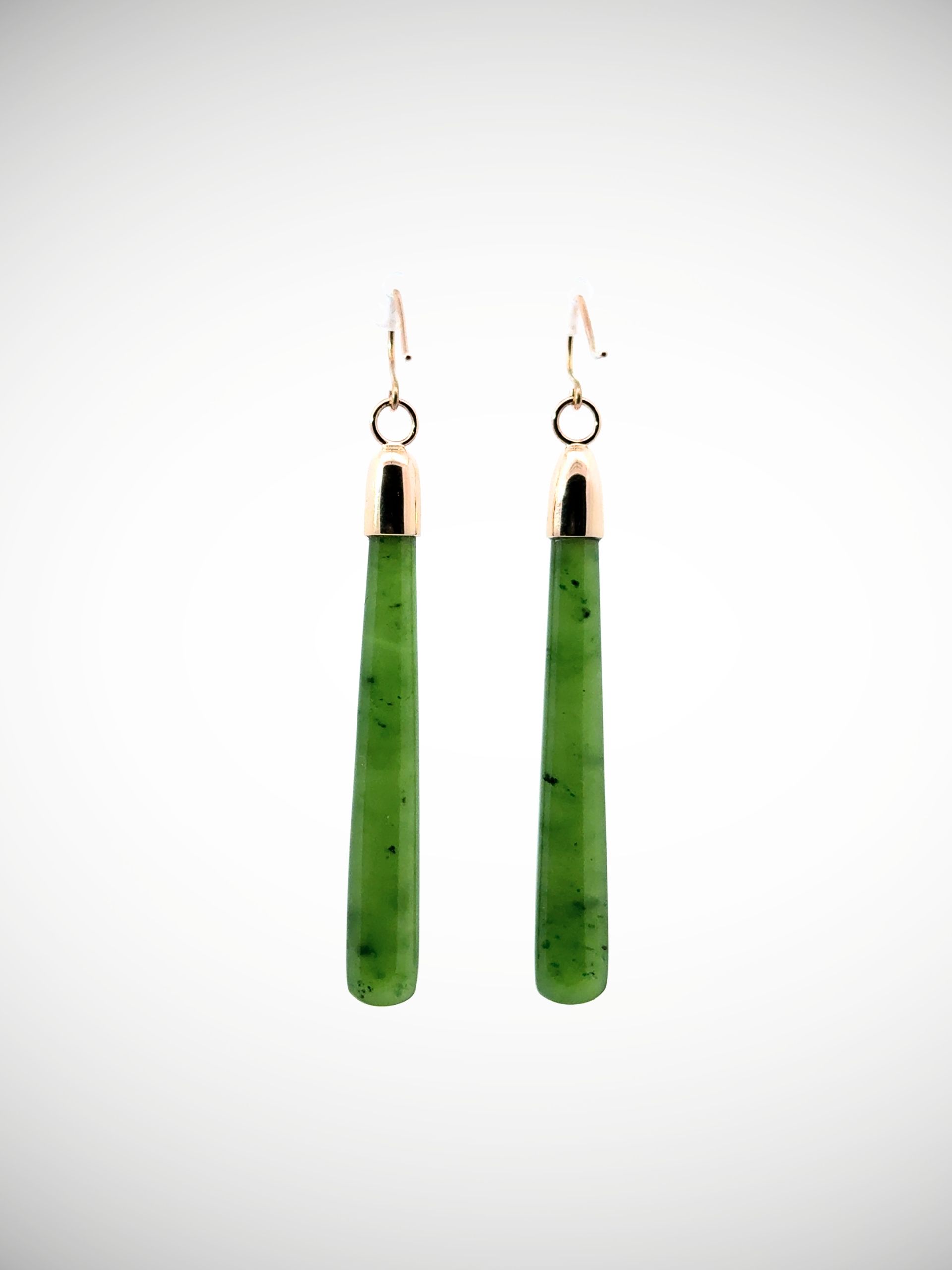 Moko Pounamu NZ Kahurangi Greenstone & 9ct Gold Earrings -  Arapohue