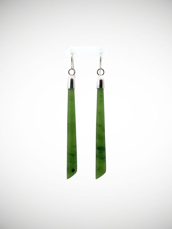 Moko Pounamu NZ Kahurangi Greenstone & Sterling Silver Earrings - Ararua