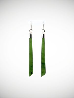 Moko Pounamu NZ Kahurangi Greenstone & Sterling Silver Earrings - Ararua Moko Pounamu NZ Kahurangi Greenstone & Sterling Silver Earrings - Ararua