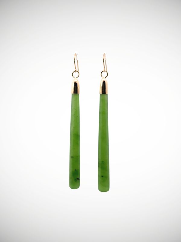 Moko Pounamu NZ Kahurangi Greenstone & 9ct Gold Earrings -  Aratika