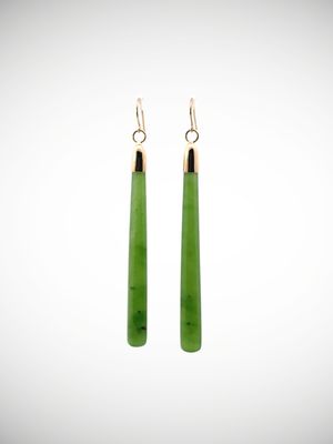 Moko Pounamu NZ Kahurangi Greenstone & 9ct Gold Earrings -  Aratika