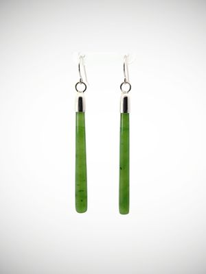 Moko Pounamu NZ Kahurangi Greenstone & Sterling Silver Earrings - Aropaonui Moko Pounamu NZ Kahurangi Greenstone & Sterling Silver Earrings - Aropaonui