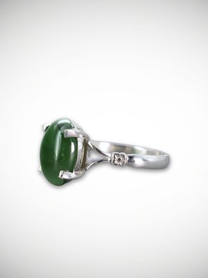 Moko Pounamu Genuine NZ Kawakawa Greenstone & Sterling Silver Ring - Kuranui Moko Pounamu Genuine NZ Kawakawa Greenstone & Sterling Silver Ring - Kuranui