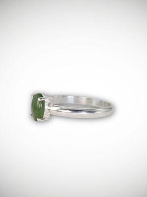 Moko Pounamu Genuine NZ Kawakawa Greenstone & Sterling Silver Ring - Makirikiri