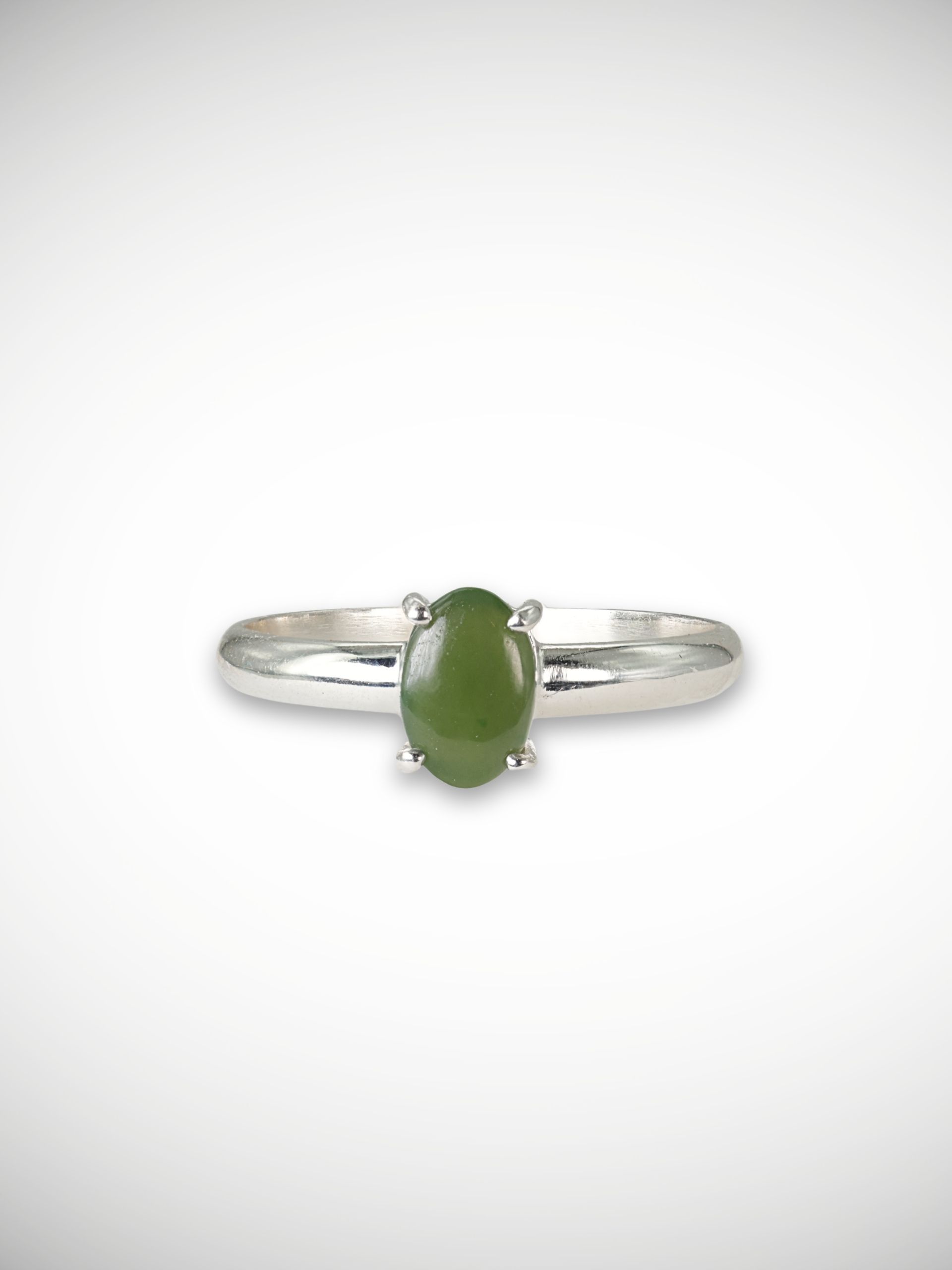 Moko Pounamu Genuine NZ Kawakawa Greenstone & Sterling Silver Ring - Makirikiri