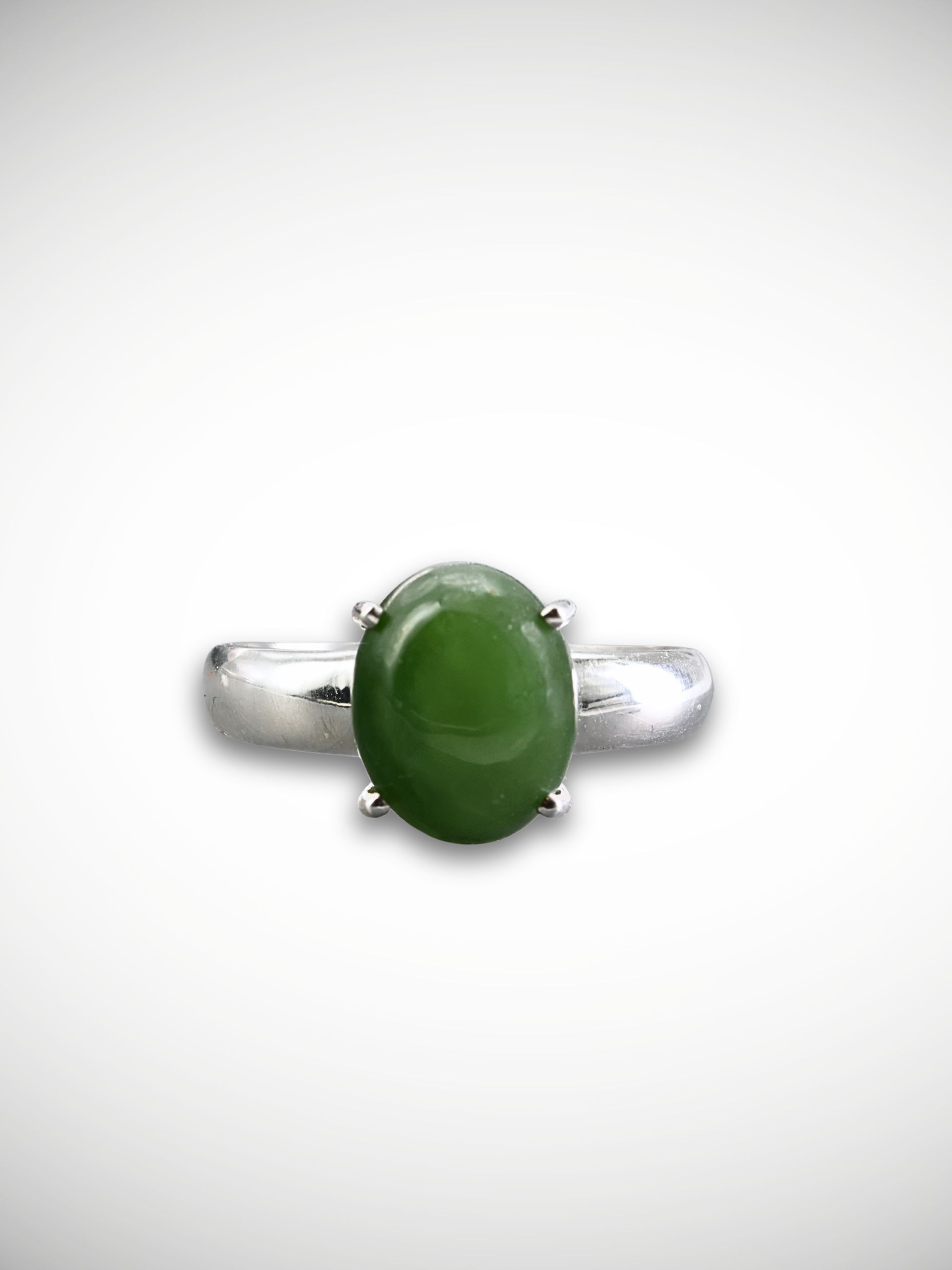 Moko Pounamu Genuine NZ Kawakawa Greenstone & Sterling Silver Ring - Makohine