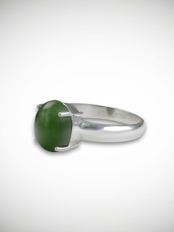 Moko Pounamu Genuine NZ Kawakawa Greenstone & Sterling Silver Ring - Makohine