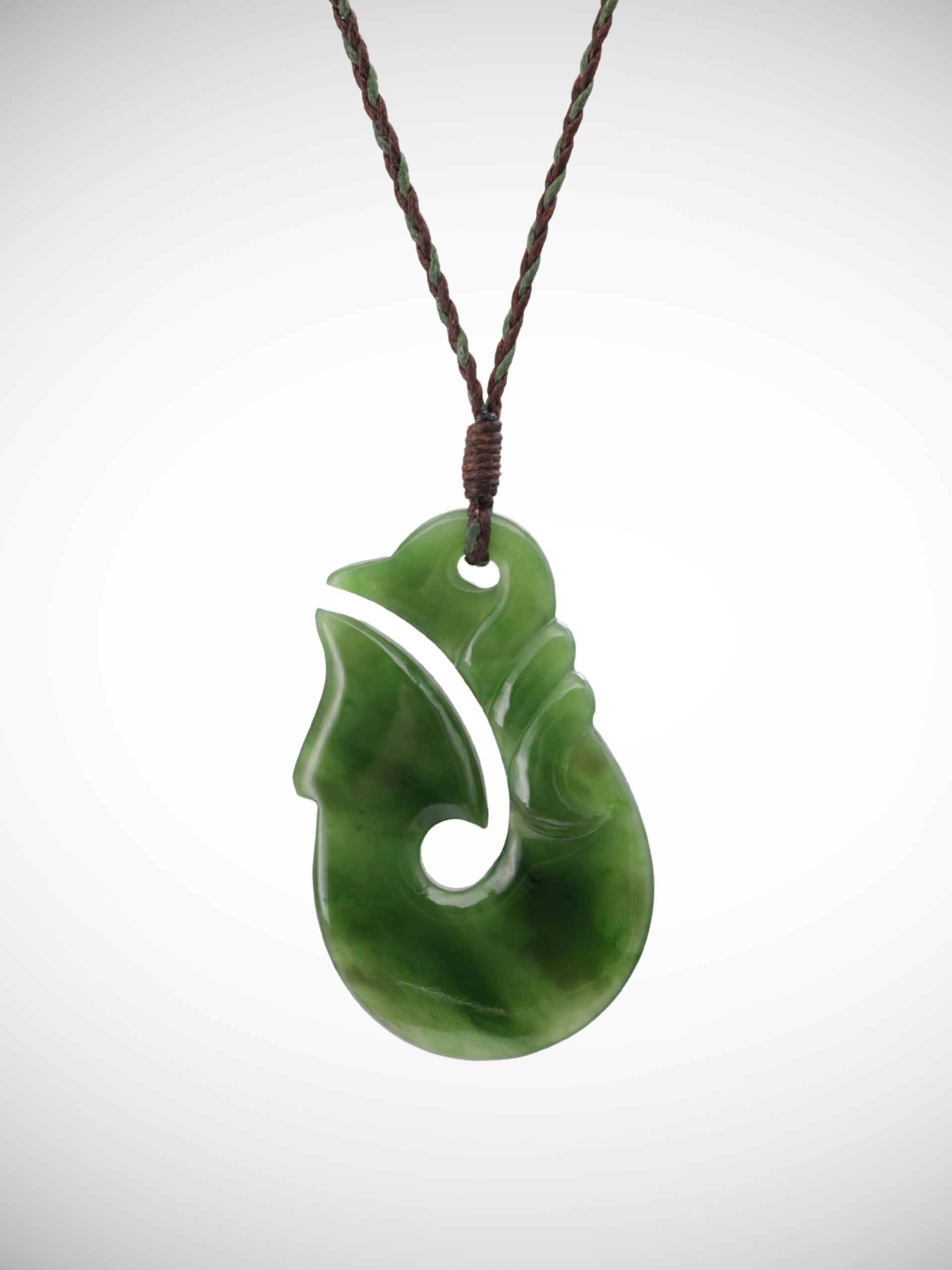 Moko Pounamu Hei Matau (Hook) Genuine NZ Kahurangi Greenstone - Mangakino
