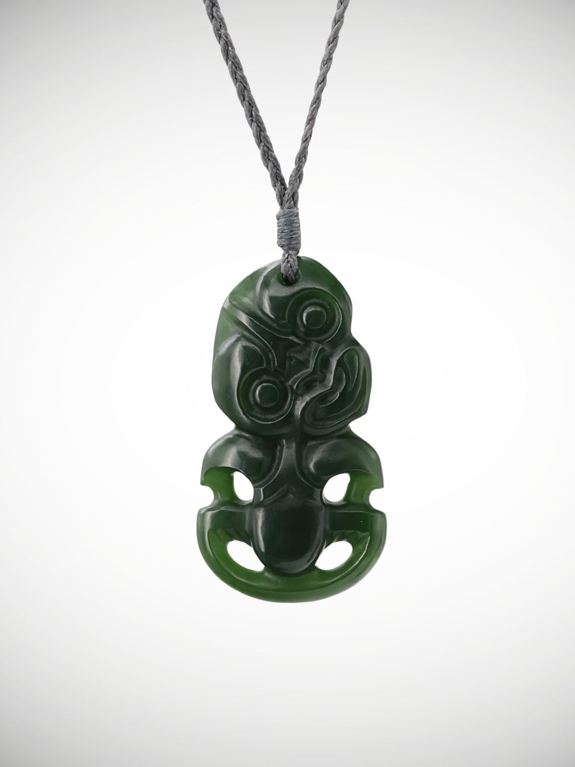 Moko Pounamu Hei Tiki Genuine NZ Kawakawa Greenstone  - Manaroa Moko Pounamu Hei Tiki Genuine NZ Kawakawa Greenstone  - Manaroa