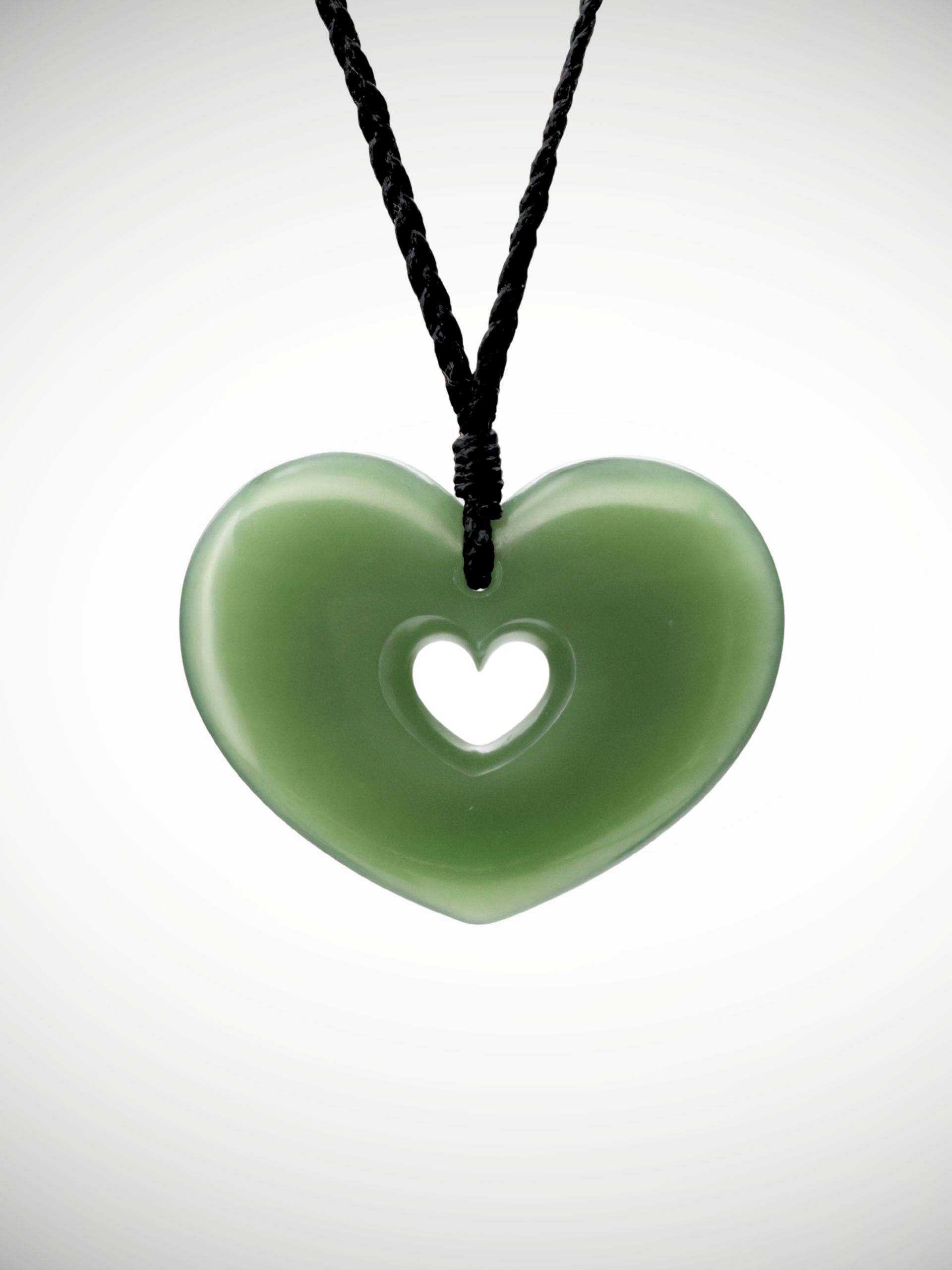 Moko Pounamu Double Heart Genuine NZ Inanga Greenstone - Mangahoe