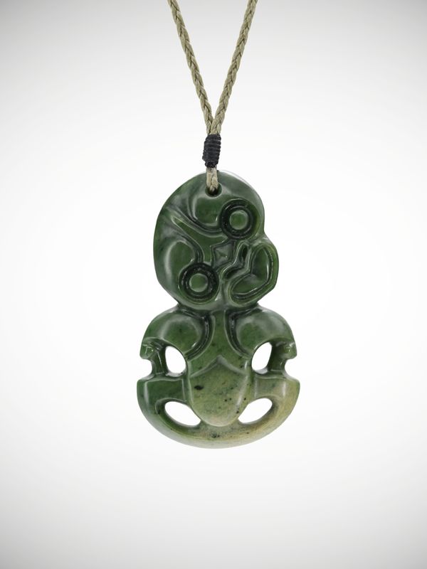 Moko Pounamu Hei Tiki Genuine NZ Kawakawa Greenstone  - Mangahoe