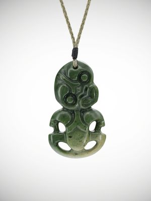 Moko Pounamu Hei Tiki Genuine NZ Kawakawa Greenstone  - Mangahoe