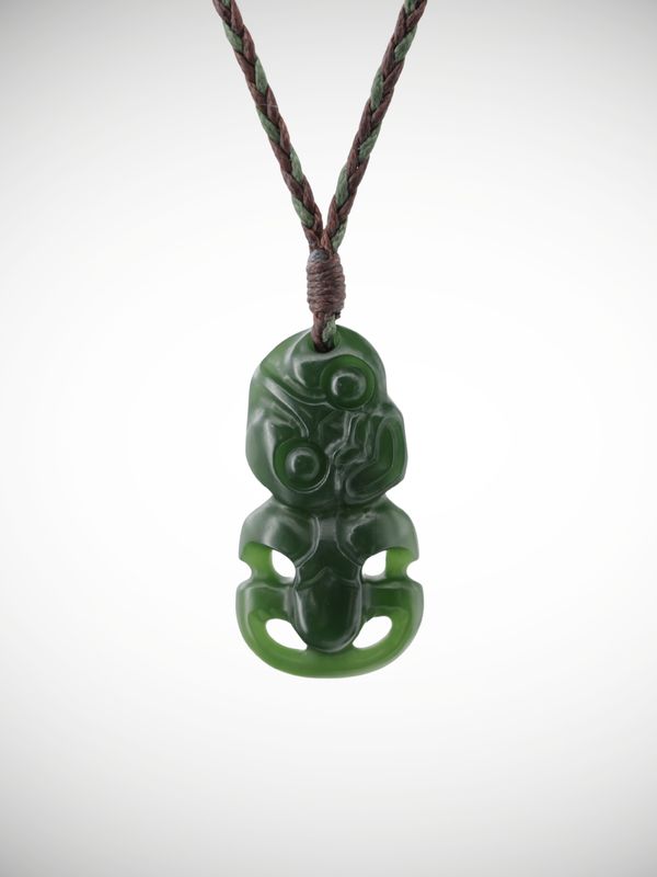 Moko Pounamu Hei Tiki Genuine NZ Kawakawa Greenstone  - Mangaiti