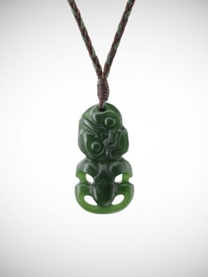 Moko Pounamu Hei Tiki Genuine NZ Kawakawa Greenstone  - Mangaiti