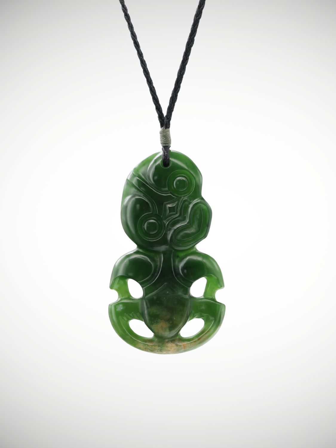 Moko Pounamu Hei Tiki Genuine NZ Marsden Flower Greenstone  - Mangamaire