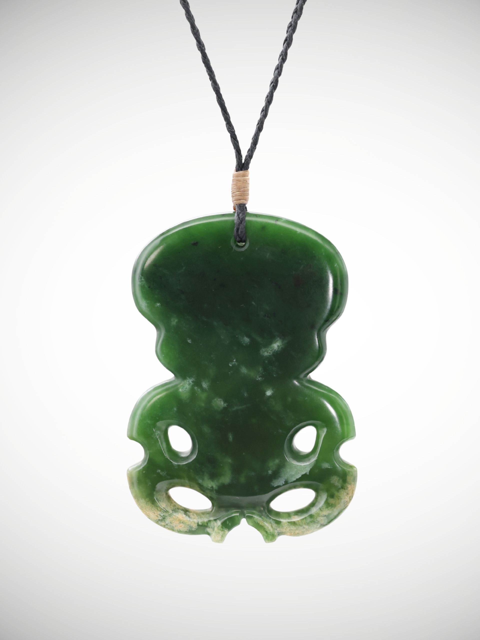 Moko Pounamu Hei Tiki Genuine NZ Marsden Flower Greenstone  - Mangamahu