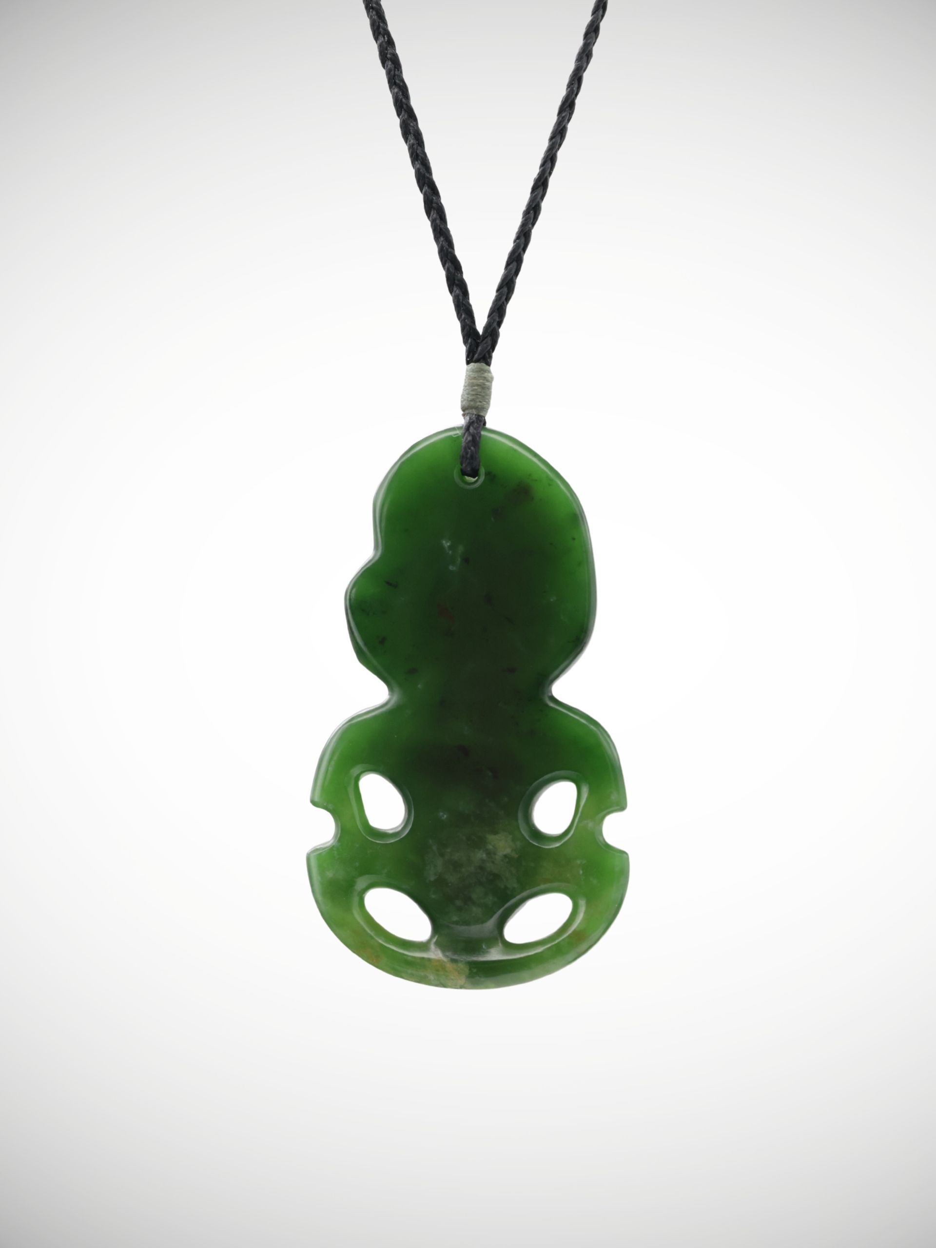 Moko Pounamu Hei Tiki Genuine NZ Marsden Flower Greenstone  - Mangamaire