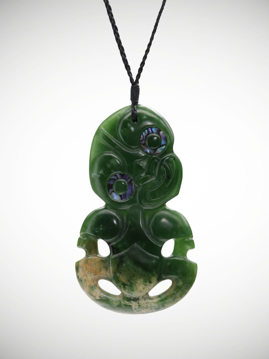 Moko Pounamu Hei Tiki Genuine NZ Marsden Flower Greenstone  - Mangamuka