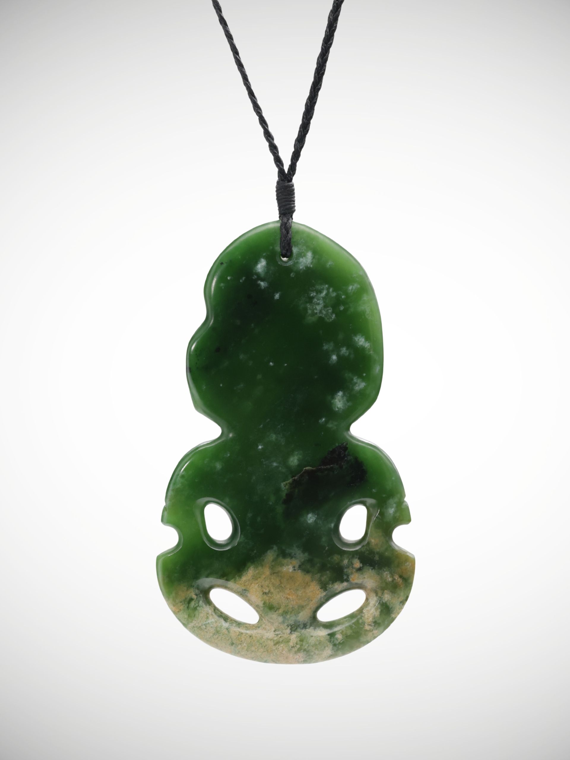 Moko Pounamu Hei Tiki Genuine NZ Marsden Flower Greenstone  - Mangamuka