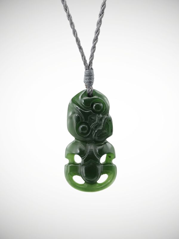 Moko Pounamu Hei Tiki Genuine NZ Kawakawa Greenstone  - Mangaohae
