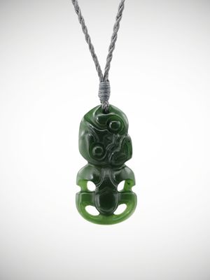 Moko Pounamu Hei Tiki Genuine NZ Kawakawa Greenstone  - Mangaohae
