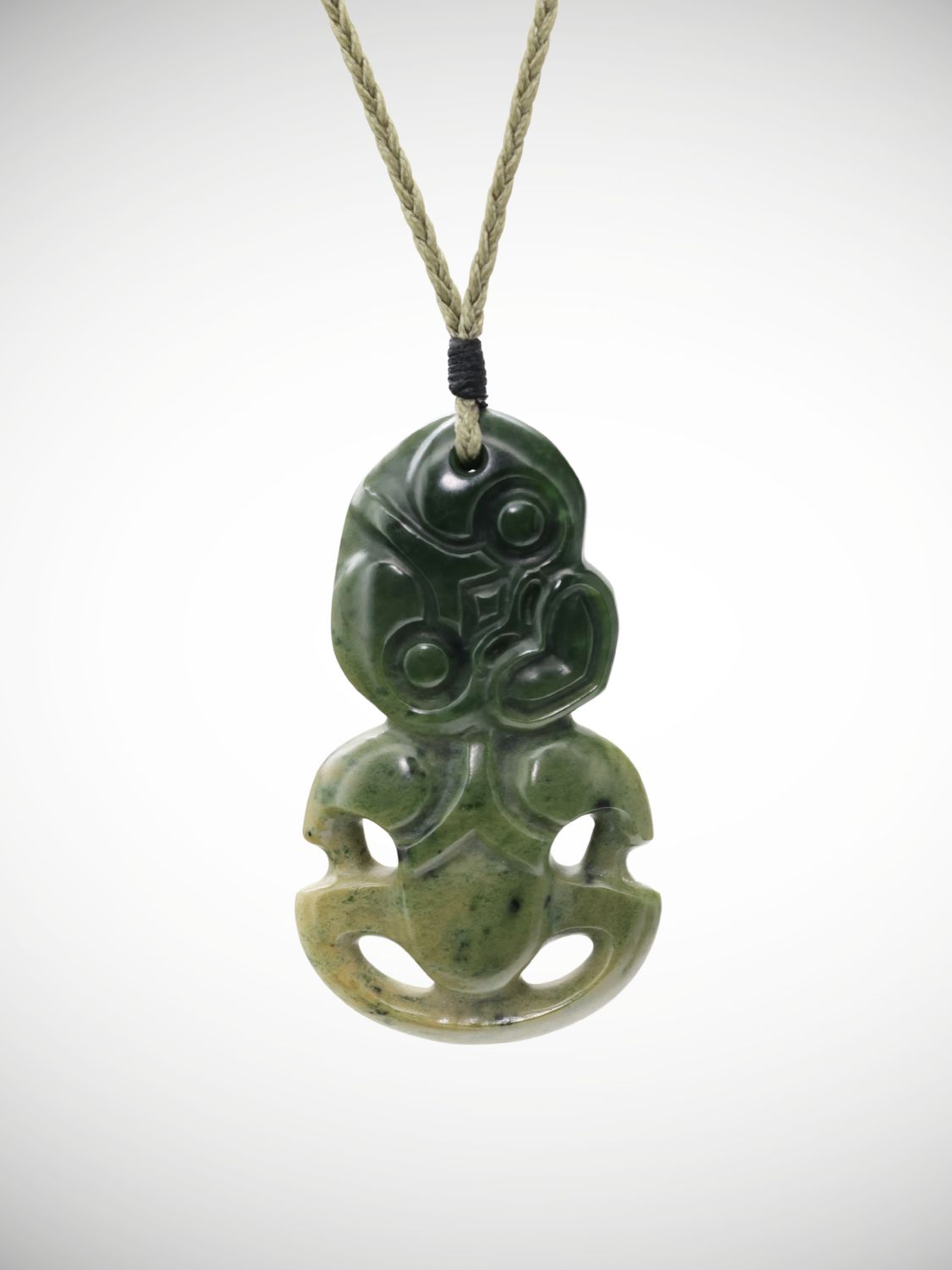 Moko Pounamu Hei Tiki Genuine NZ Marsden Flower Greenstone  - Mangamutu