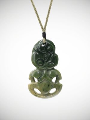 Moko Pounamu Hei Tiki Genuine NZ Marsden Flower Greenstone  - Mangamutu