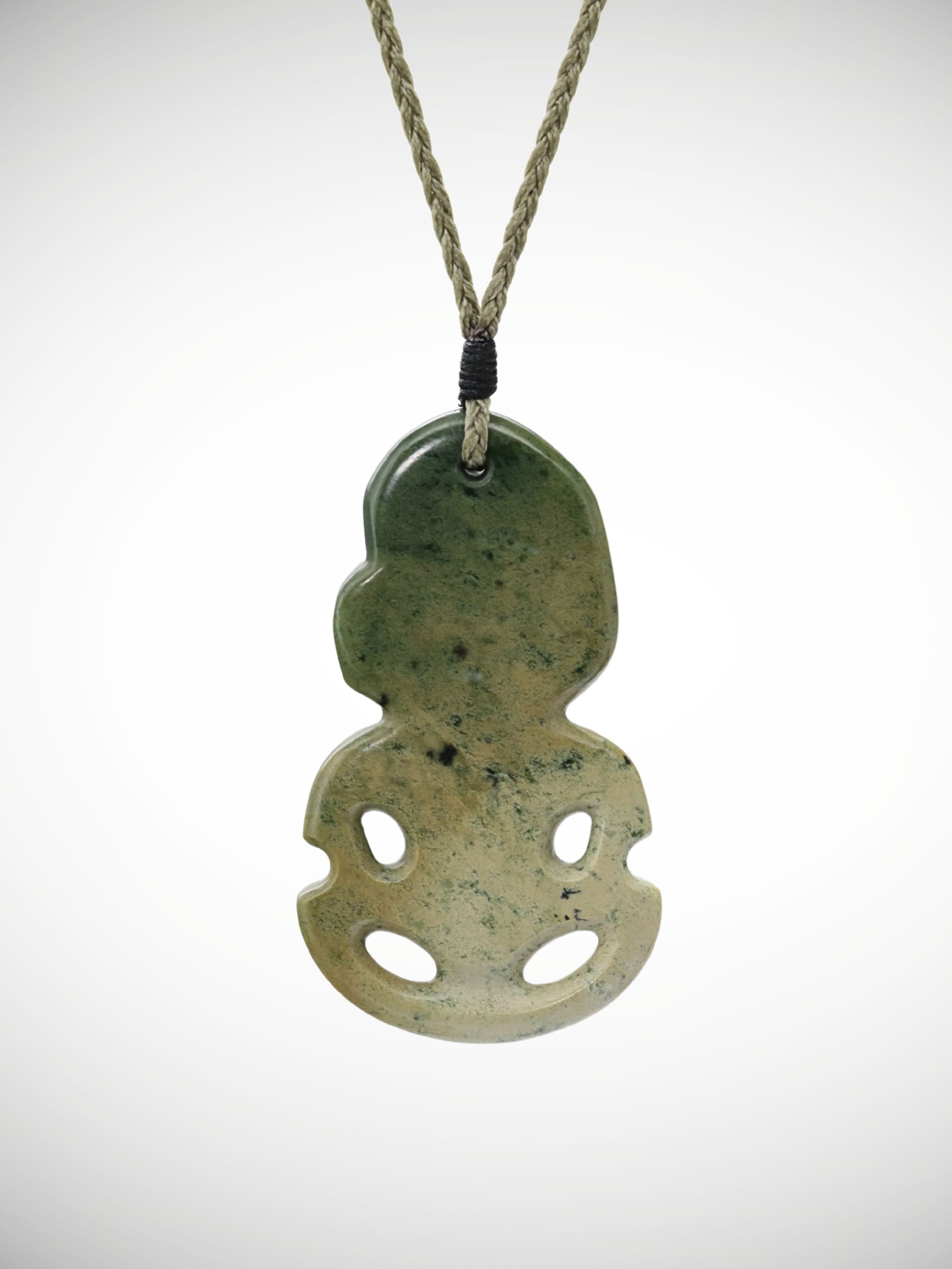 Moko Pounamu Hei Tiki Genuine NZ Marsden Flower Greenstone  - Mangamutu