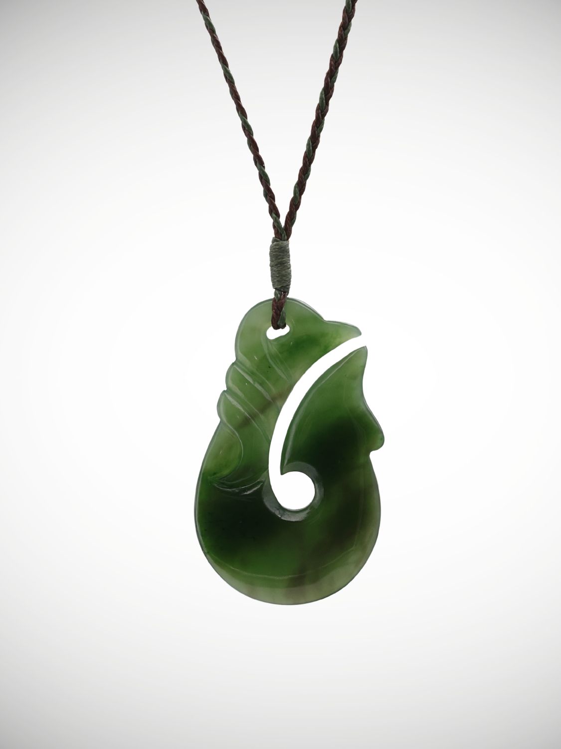 Moko Pounamu Hei Matau (Hook) Genuine NZ Kahurangi Greenstone - Kauroa Moko Pounamu Hei Matau (Hook) Genuine NZ Kahurangi Greenstone - Kauroa