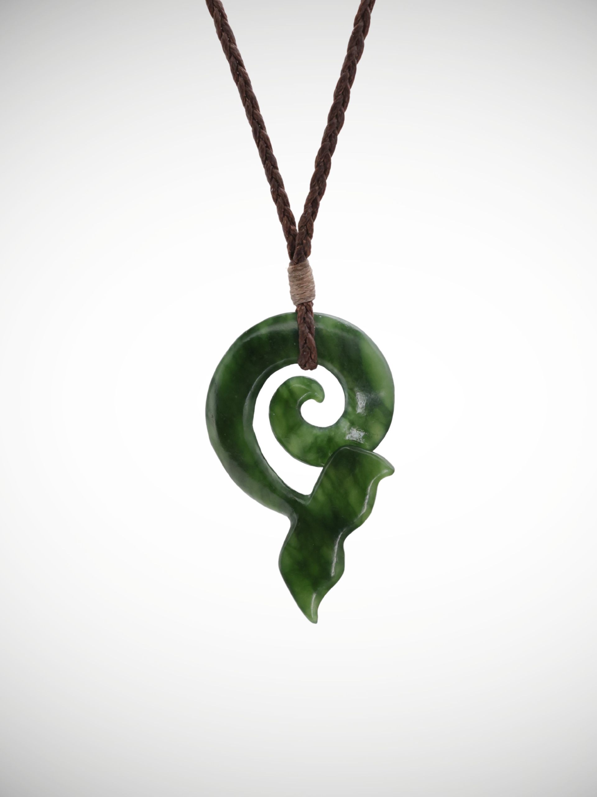 Moko Pounamu Whale Tail Genuine NZ Kawakawa Greenstone - Maraenui