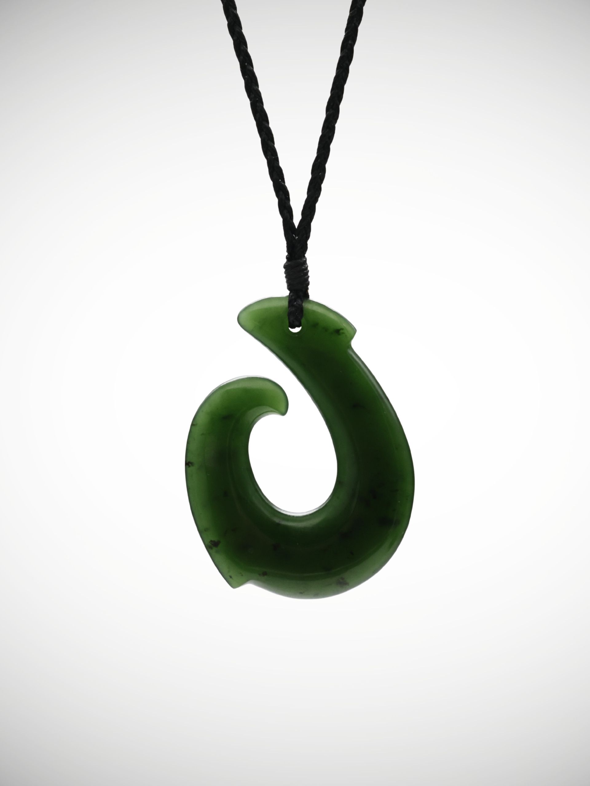 Moko Pounamu Hei Matau (Hook) Genuine NZ Kawakawa Greenstone - Mangapurua