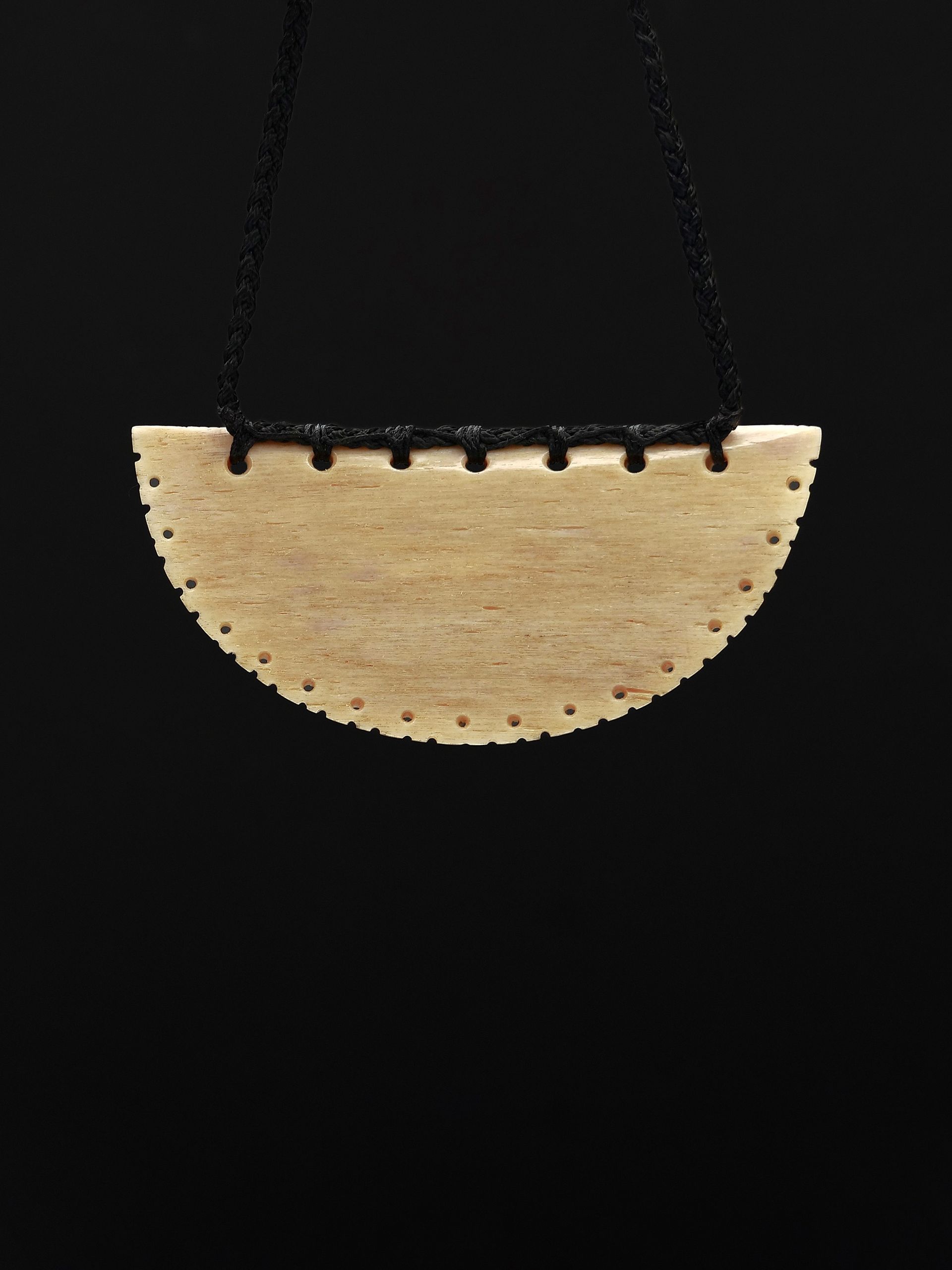 Moko Pounamu, Kouma Breastplate Whale Bone Carving - Puaha