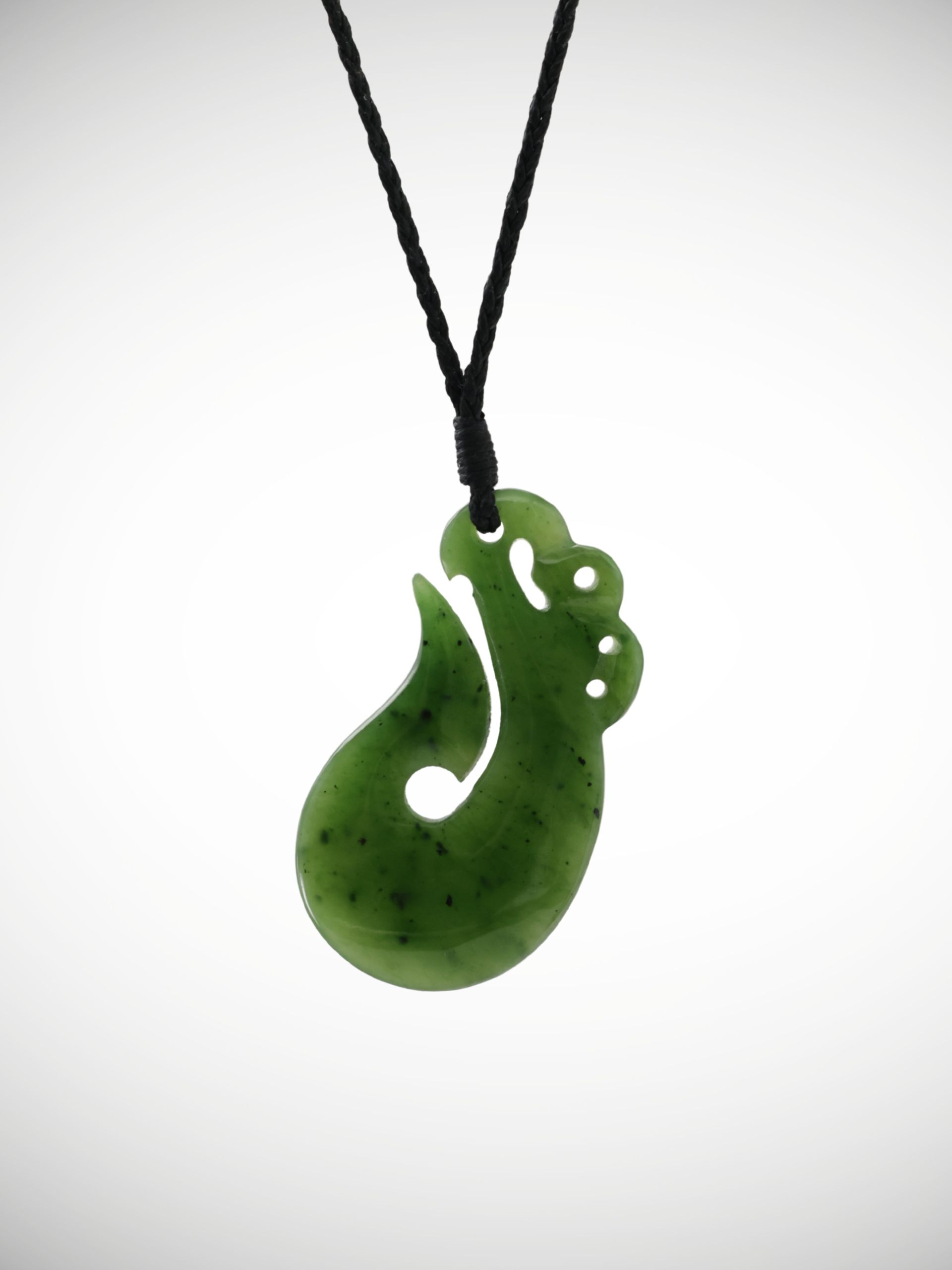 Moko Pounamu Hei Matau (Hook) Genuine NZ Kahurangi Greenstone - Kaitakata