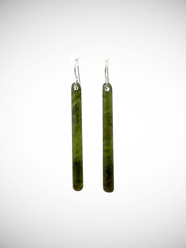 Moko Pounamu Genuine NZ Kawakawa Greenstone & Sterling Silver Earrings - Mangahoe
