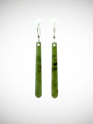 Moko Pounamu Genuine NZ Kawakawa Greenstone & Sterling Silver Earrings - Mangatapu