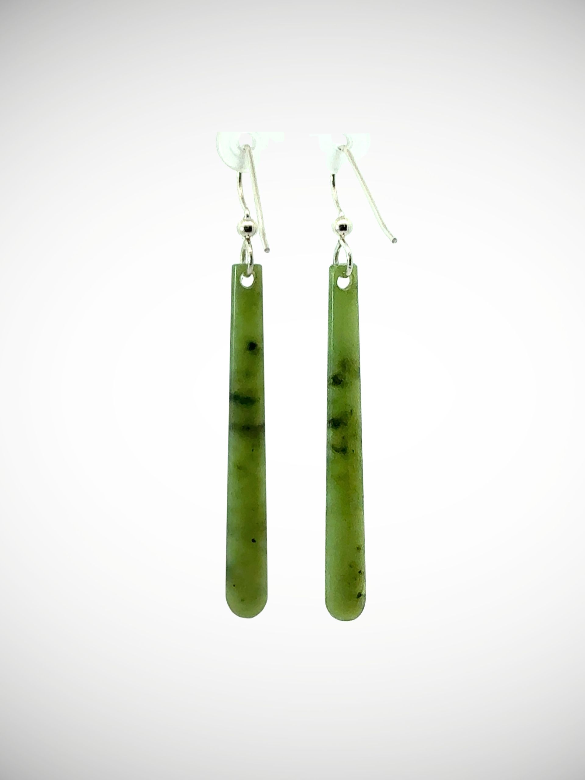 Moko Pounamu Genuine NZ Kawakawa Greenstone & Sterling Silver Earrings - Mangatapu