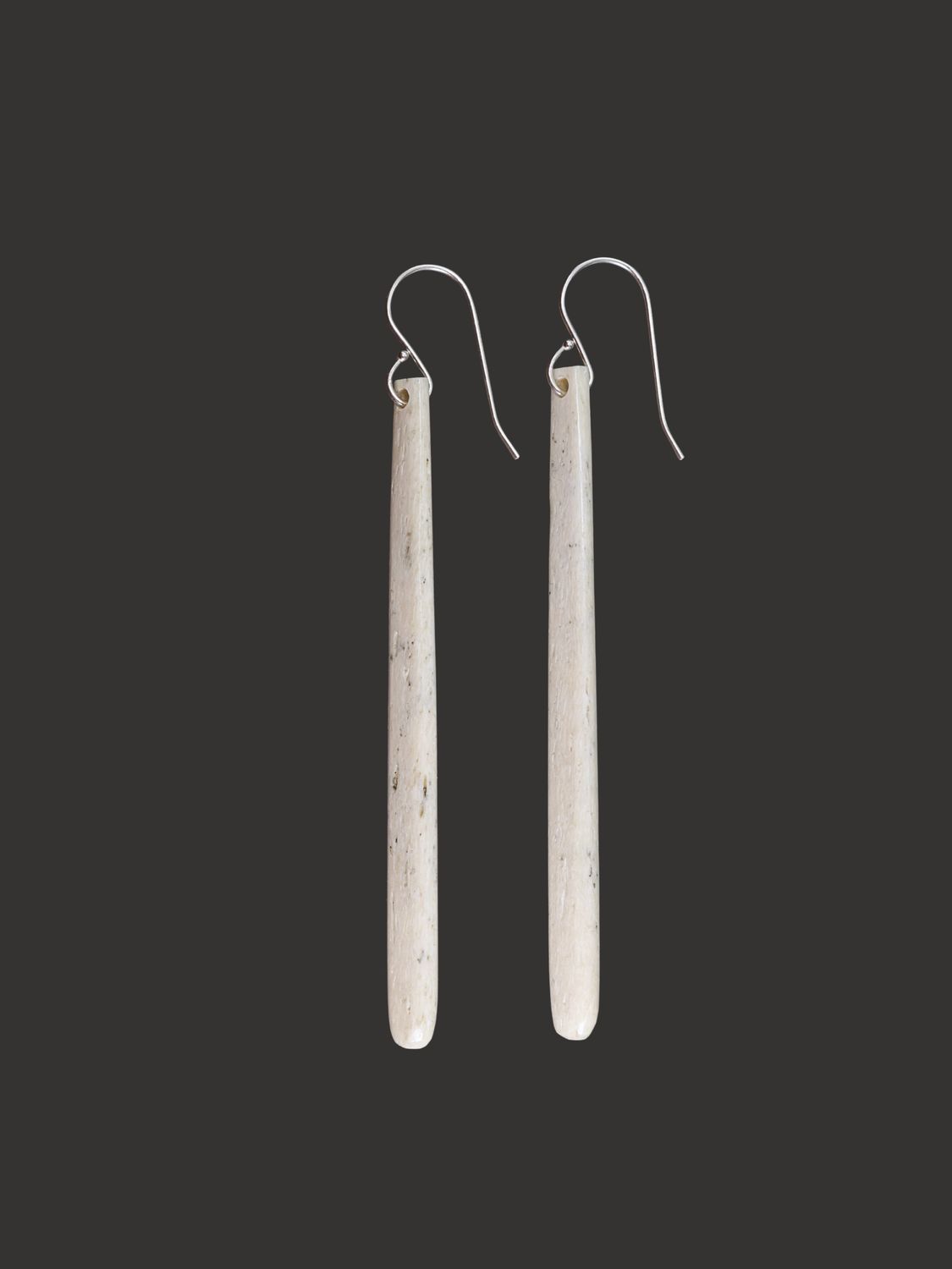 Moko Pounamu Whale Bone and Sterling Silver Drop Earrings - Whitikau Moko Pounamu Whale Bone and Sterling Silver Drop Earrings - Whitikau