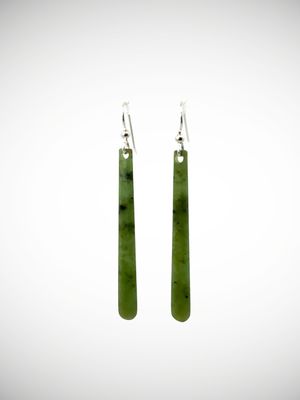 Moko Pounamu Genuine NZ Kawakawa Greenstone & Sterling Silver Earrings - Manaroa Moko Pounamu Genuine NZ Kawakawa Greenstone & Sterling Silver Earrings - Manaroa