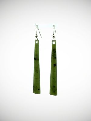 Moko Pounamu Genuine NZ Kawakawa Greenstone & Sterling Silver Earrings - Mangatarata