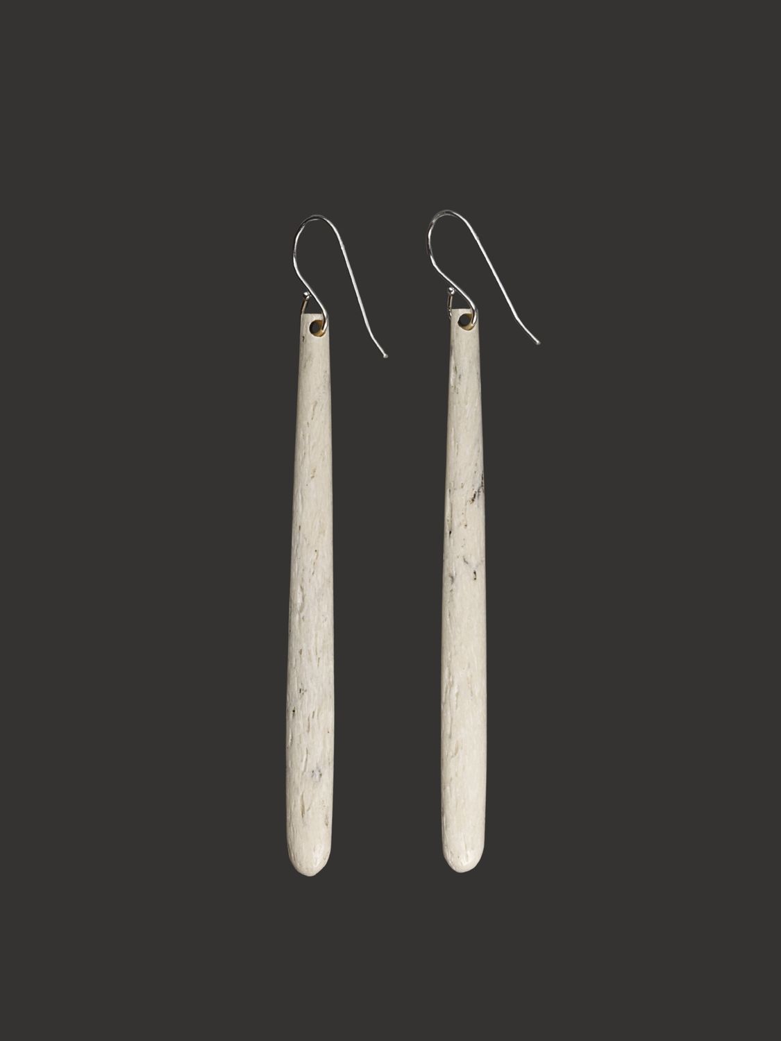 Moko Pounamu Whale Bone and Sterling Silver Drop Earrings - Whitianga Moko Pounamu Whale Bone and Sterling Silver Drop Earrings - Whitianga