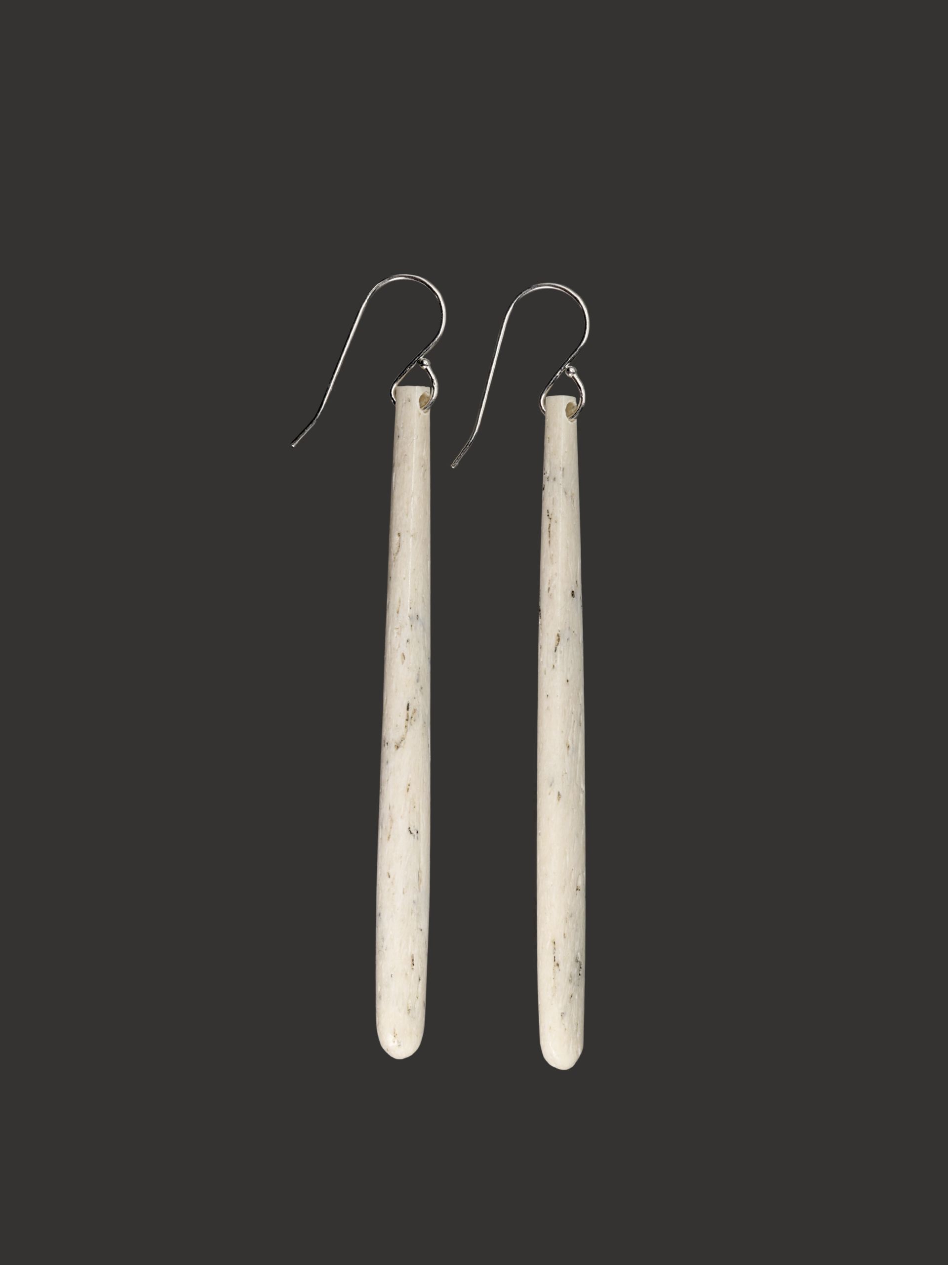 Moko Pounamu Whale Bone and Sterling Silver Drop Earrings - Whitianga