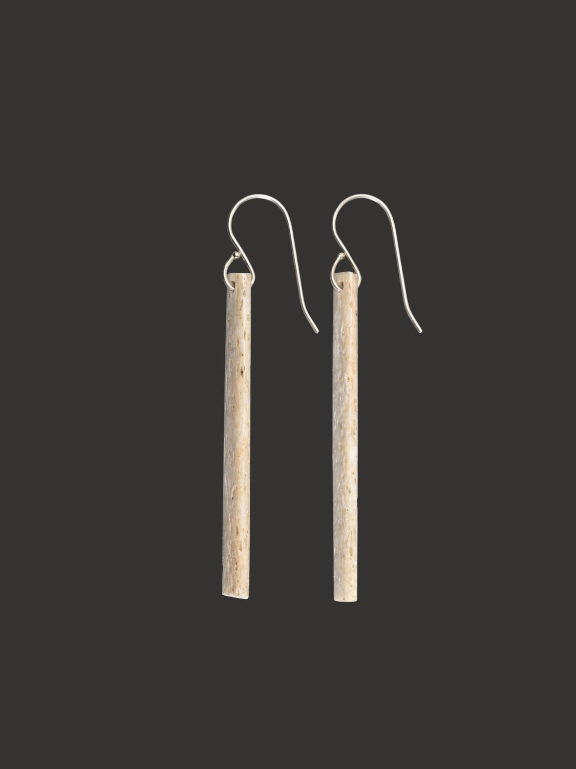 Moko Pounamu Whale Bone and Sterling Silver Drop Earrings - Whetukura Moko Pounamu Whale Bone and Sterling Silver Drop Earrings - Whetukura