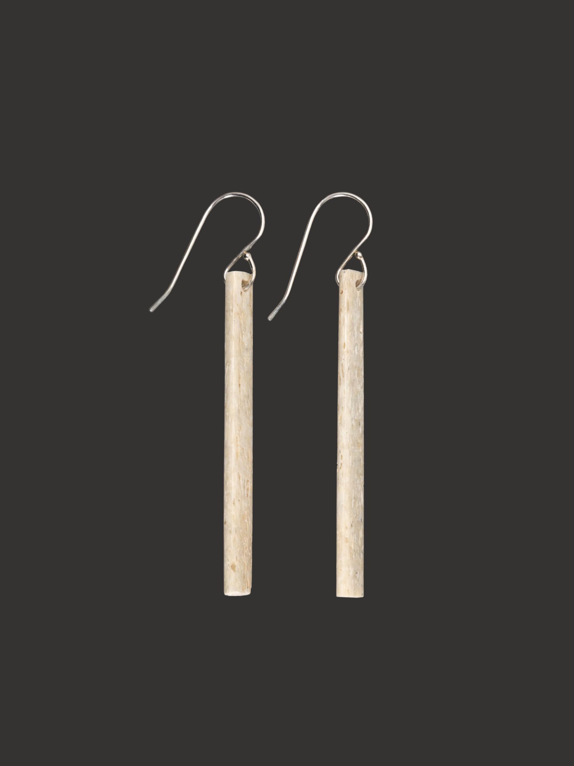 Moko Pounamu Whale Bone and Sterling Silver Drop Earrings - Whetukura