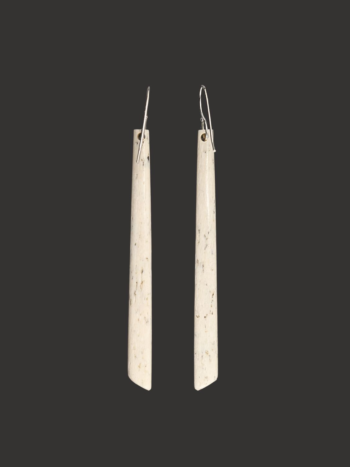 Moko Pounamu Whale Bone and Sterling Silver Drop Earrings - Whau Moko Pounamu Whale Bone and Sterling Silver Drop Earrings - Whau