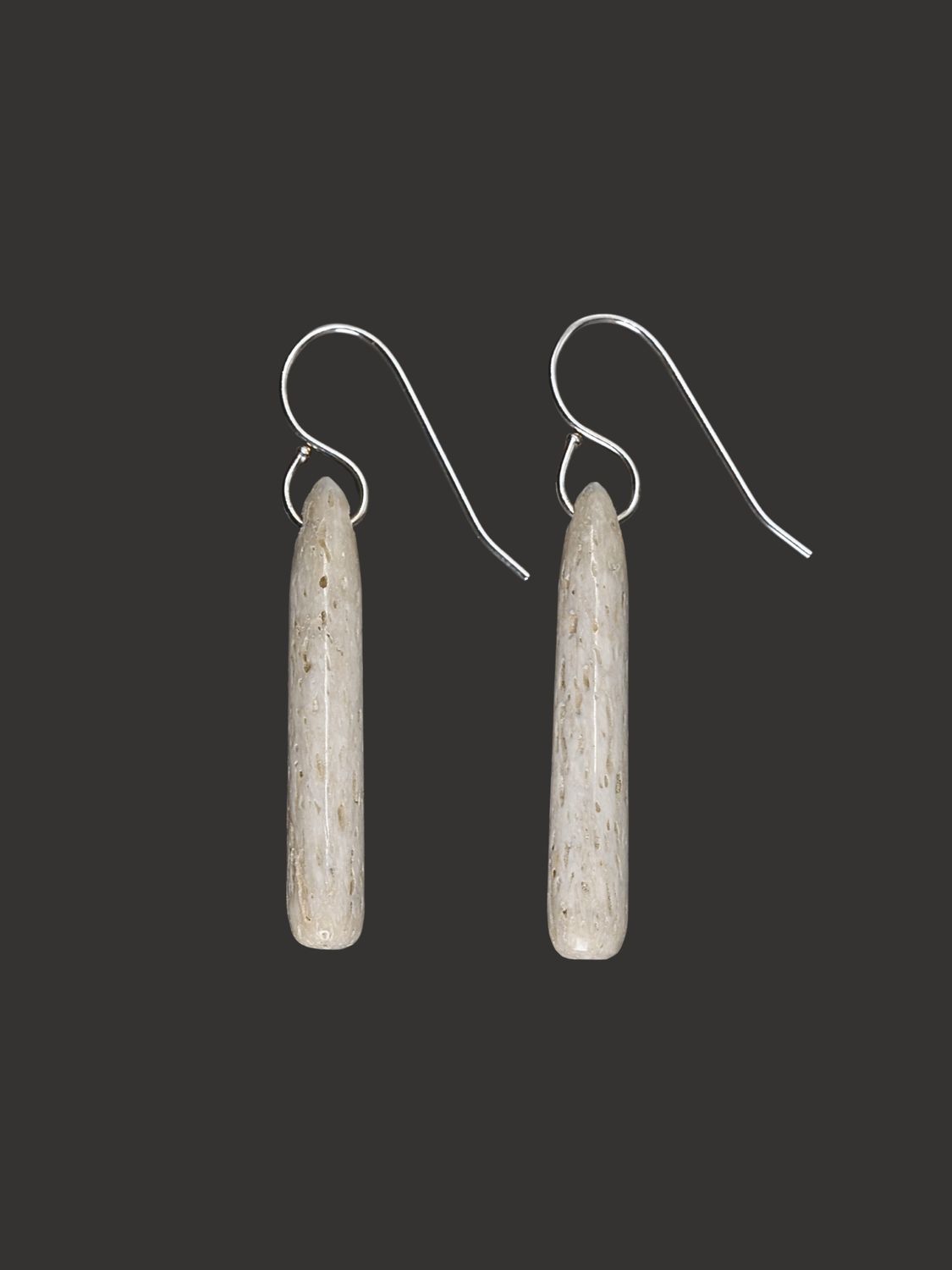 Moko Pounamu Whale Bone and Sterling Silver Drop Earrings  - Whatatutu