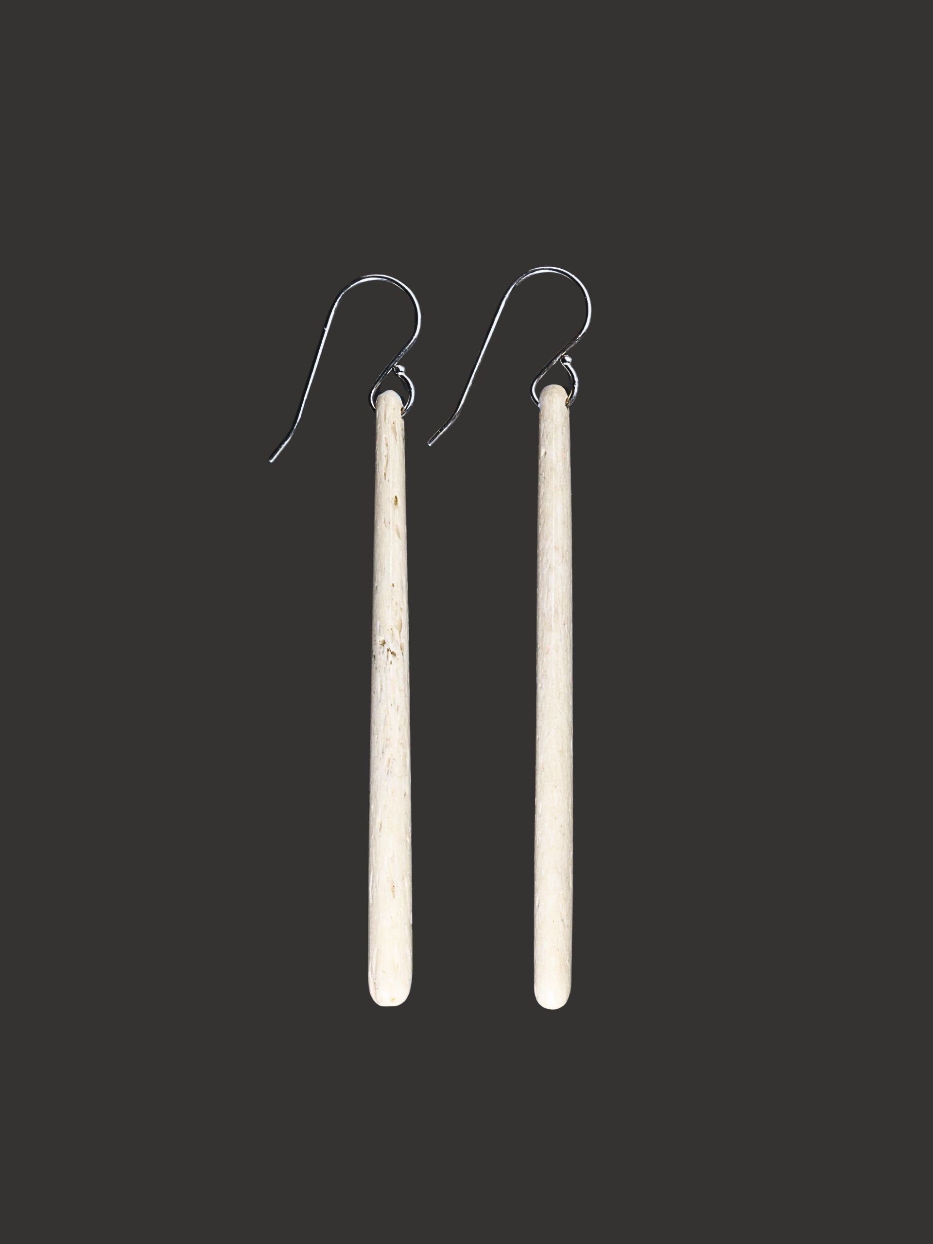 Moko Pounamu Whale Bone and Sterling Silver Drop Earrings - Whatitiri