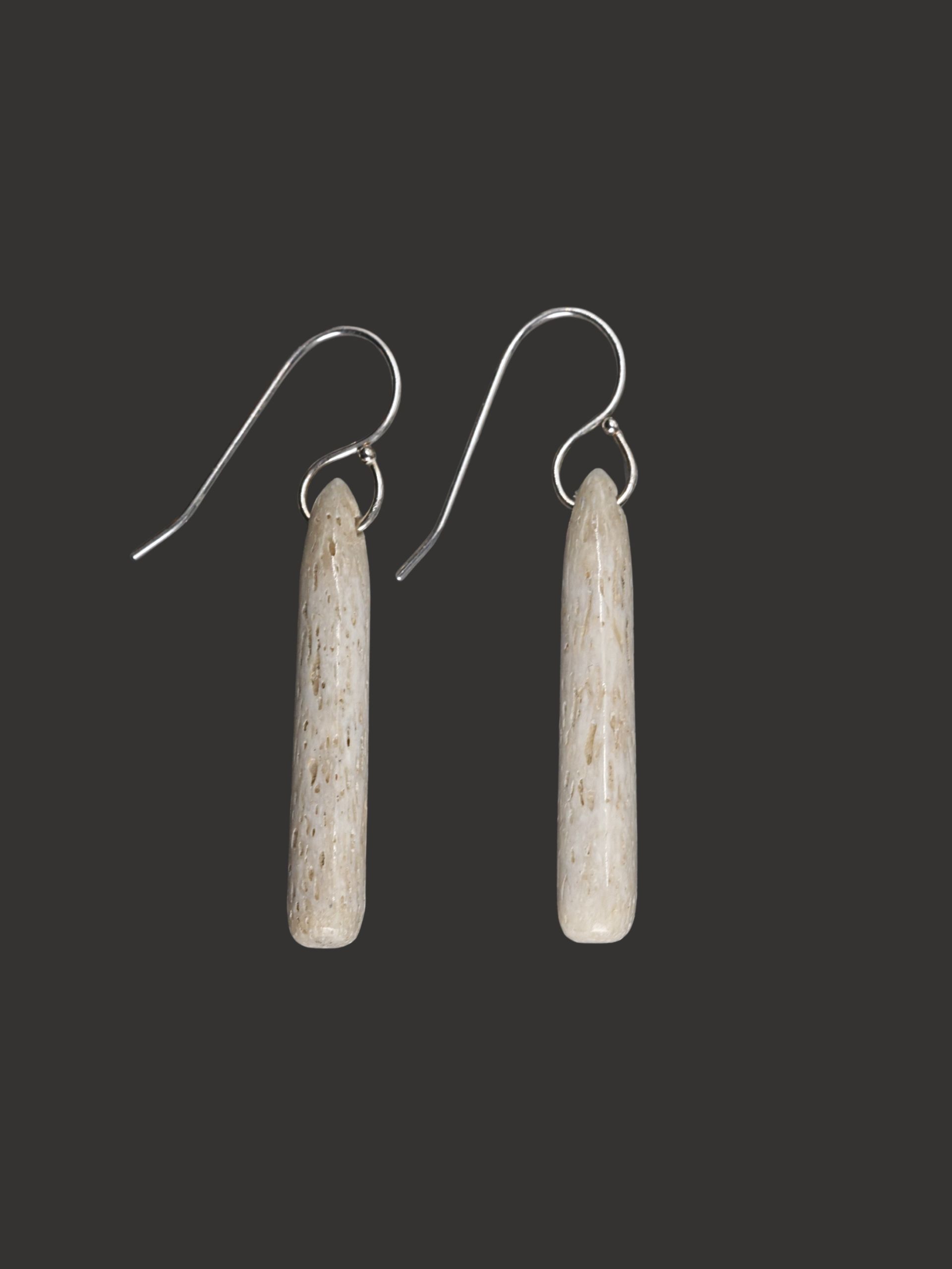 Moko Pounamu Whale Bone and Sterling Silver Drop Earrings - Whatatutu